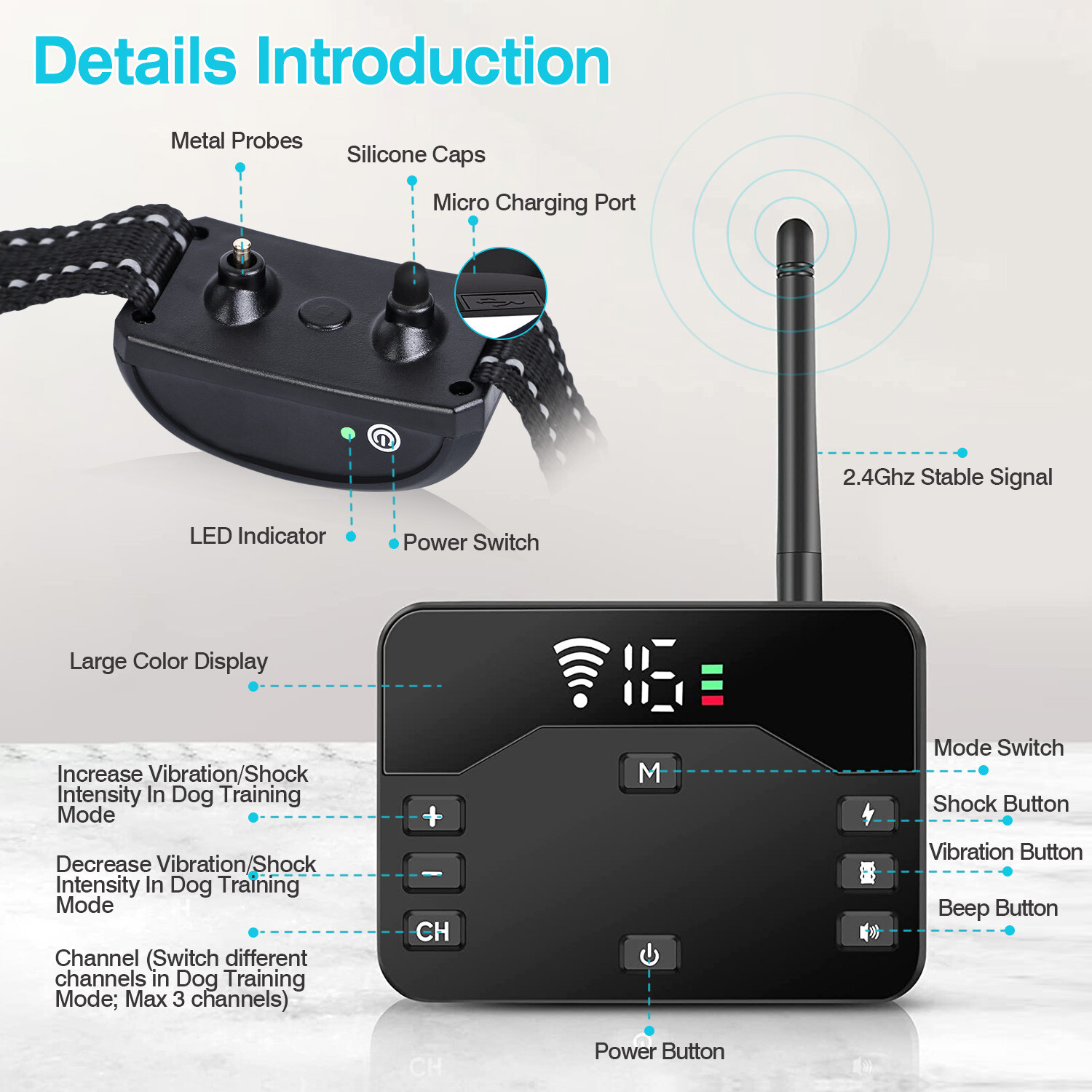 Electric Fence for Dogs 2 in 1 Wireless Dog Fence Collar Pet Containment System