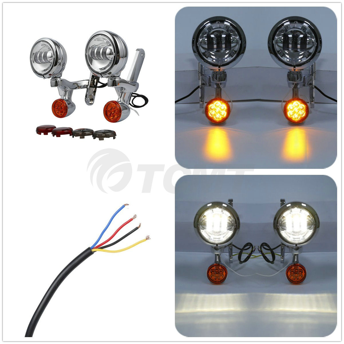 Turn Signal LED Spot Fog Light Bracket For Harley Electra Street Glide FLHX FLHR