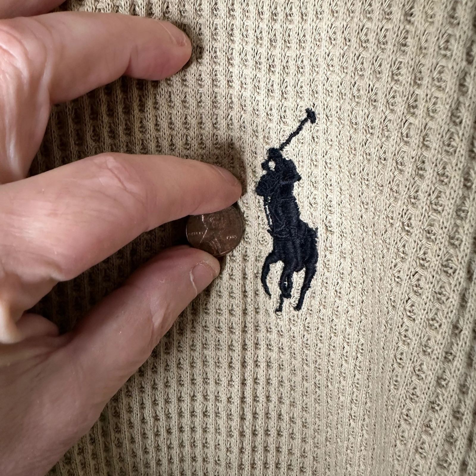 Polo Ralph Lauren Robe Mens Waffle Knit Hooded Classic Khaki Big Pony