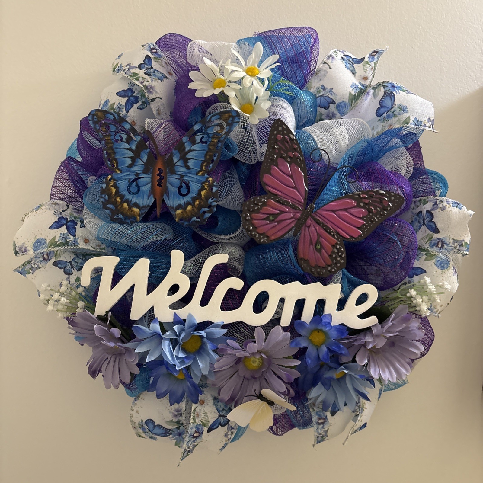 Butterfly Door Wreath New Handmade 17”