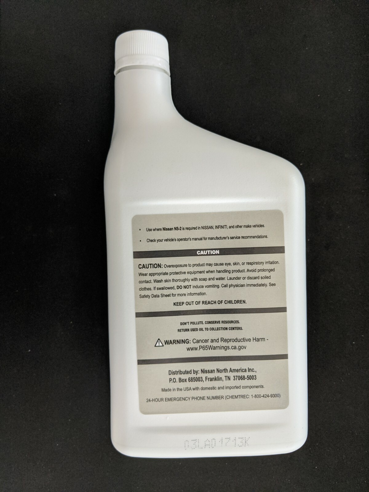 GENUINE OEM Nissan NS-2 CVT Fluid 1-Qt (999MP-CV0NS2 / 999MP-NS200P)