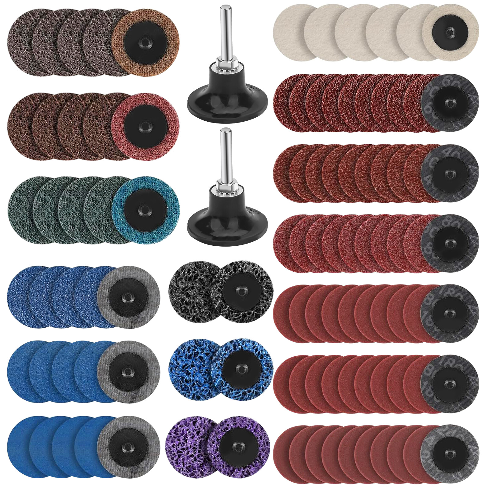 104x 2" Roll Lock Sanding Discs Die Grinder Quick Change Disc Set W/ 1/4 Holder