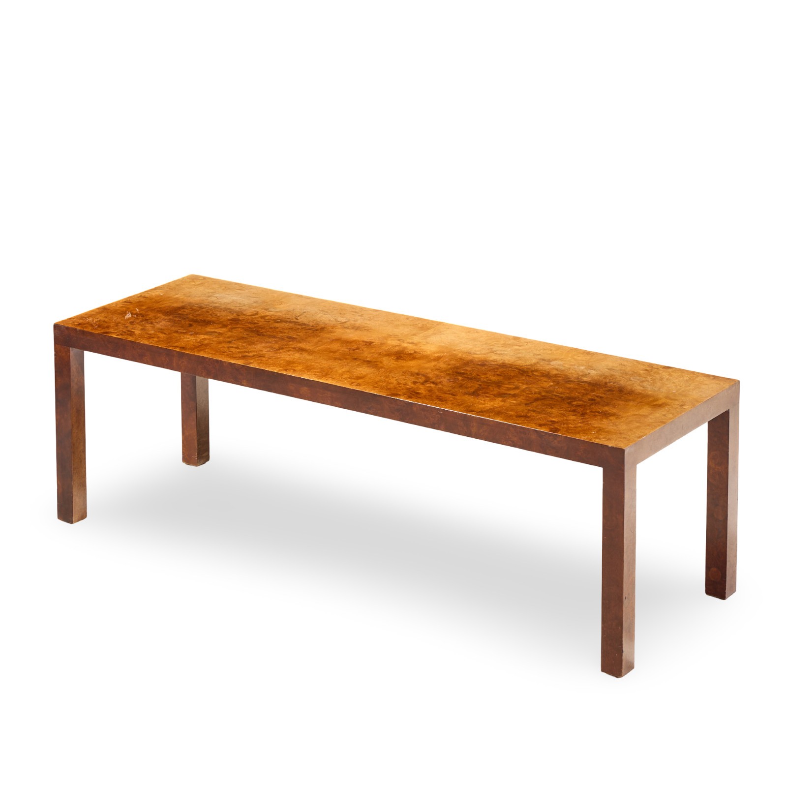 Milo Baughman for Directional Mid Century Burlwood Parsons Coffee Table