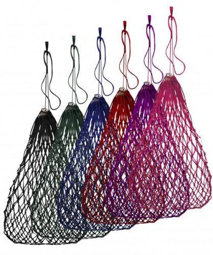 BLUE GREEN PINK PURPLE RED Knotted Rope Slow Feed Hay Net Bag Draw String 24801