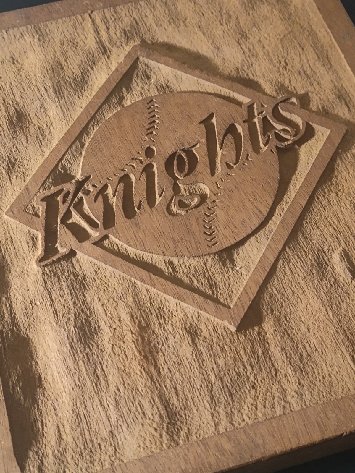 Vtg Charlotte Knights Wooden Plaque Baseball Logo From Roman Gabriel Estate