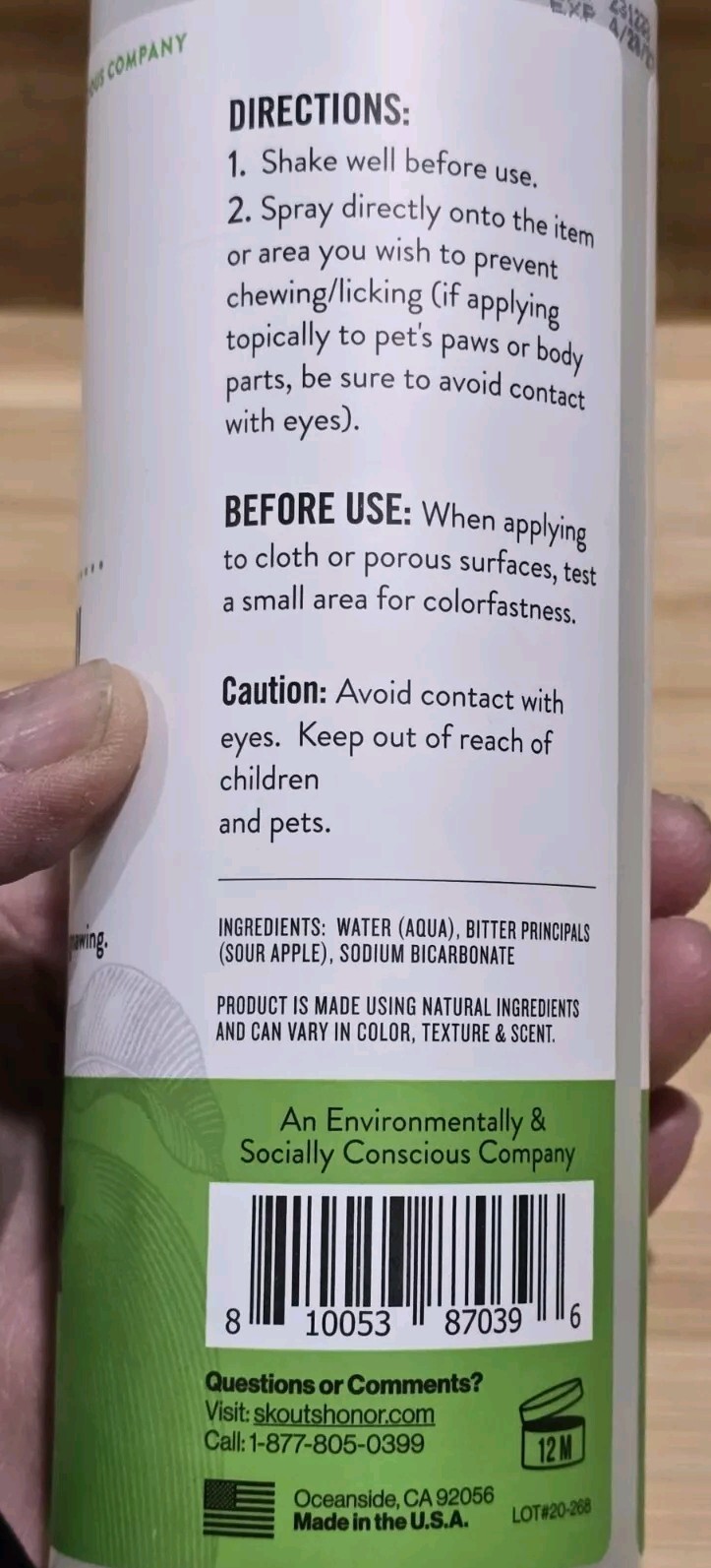 NEW Skout’s Honor super sour ANTI-CHEW spray 16 oz sour apple W Bitter Flavors