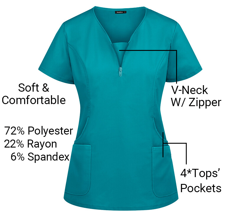 Stretch Scrub Women Solid V-Neck Top Cargo Jogger Pant Medical Nurse Uniform