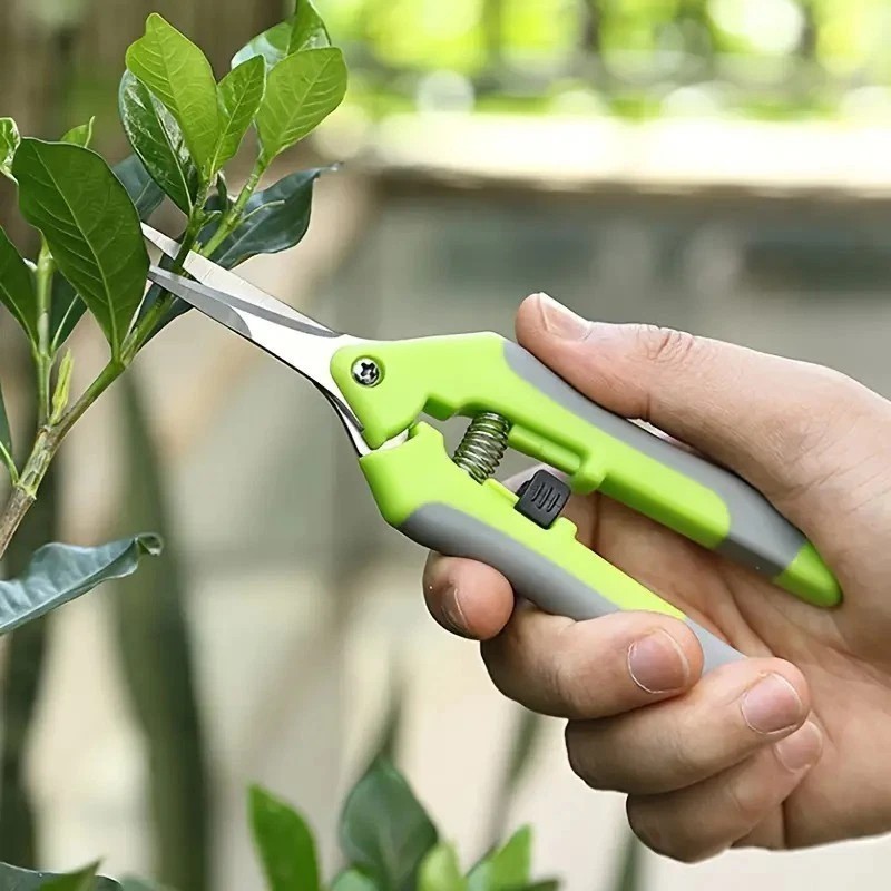 2pcs Green Garden Shears Curved Garden Shears Straight Gardening Pruning Shear