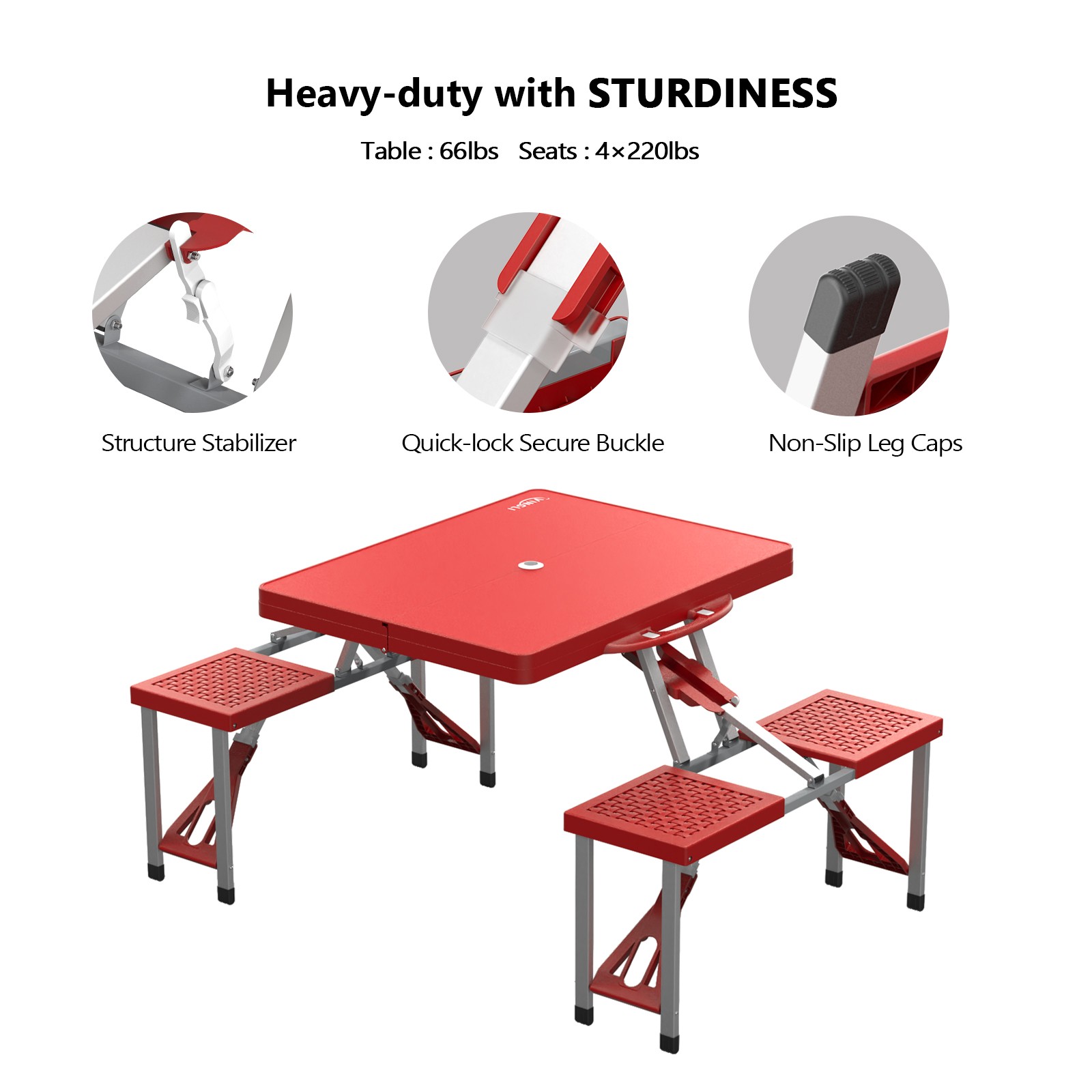 Portable Folding Camping Picnic Table with Chair Seats Portable Table Sets