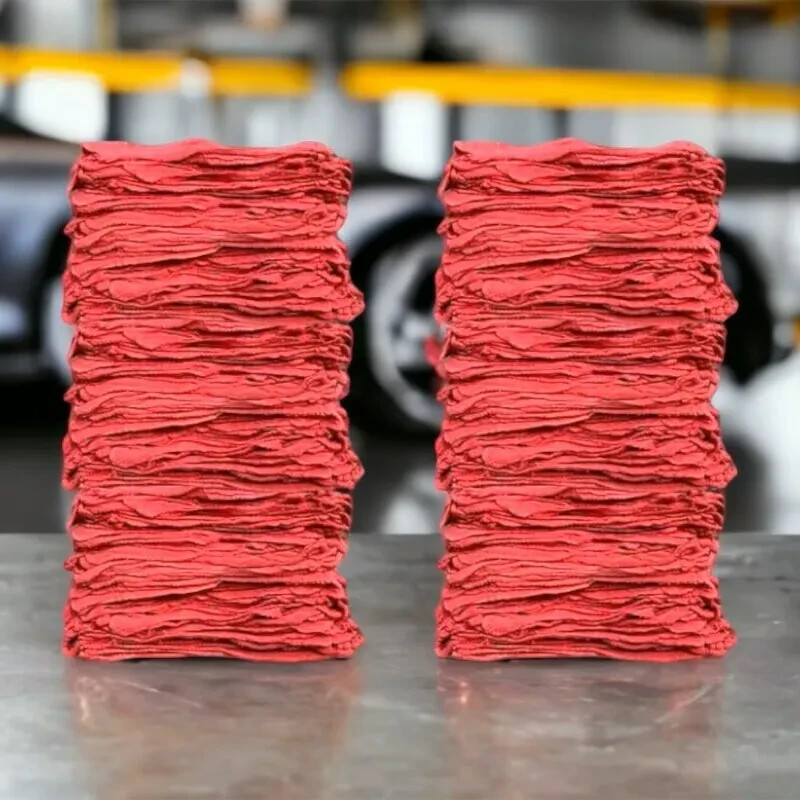 100 Pieces Red Shop Towels Large 13x14 Cleaning Rags, Fast Free Shipping
