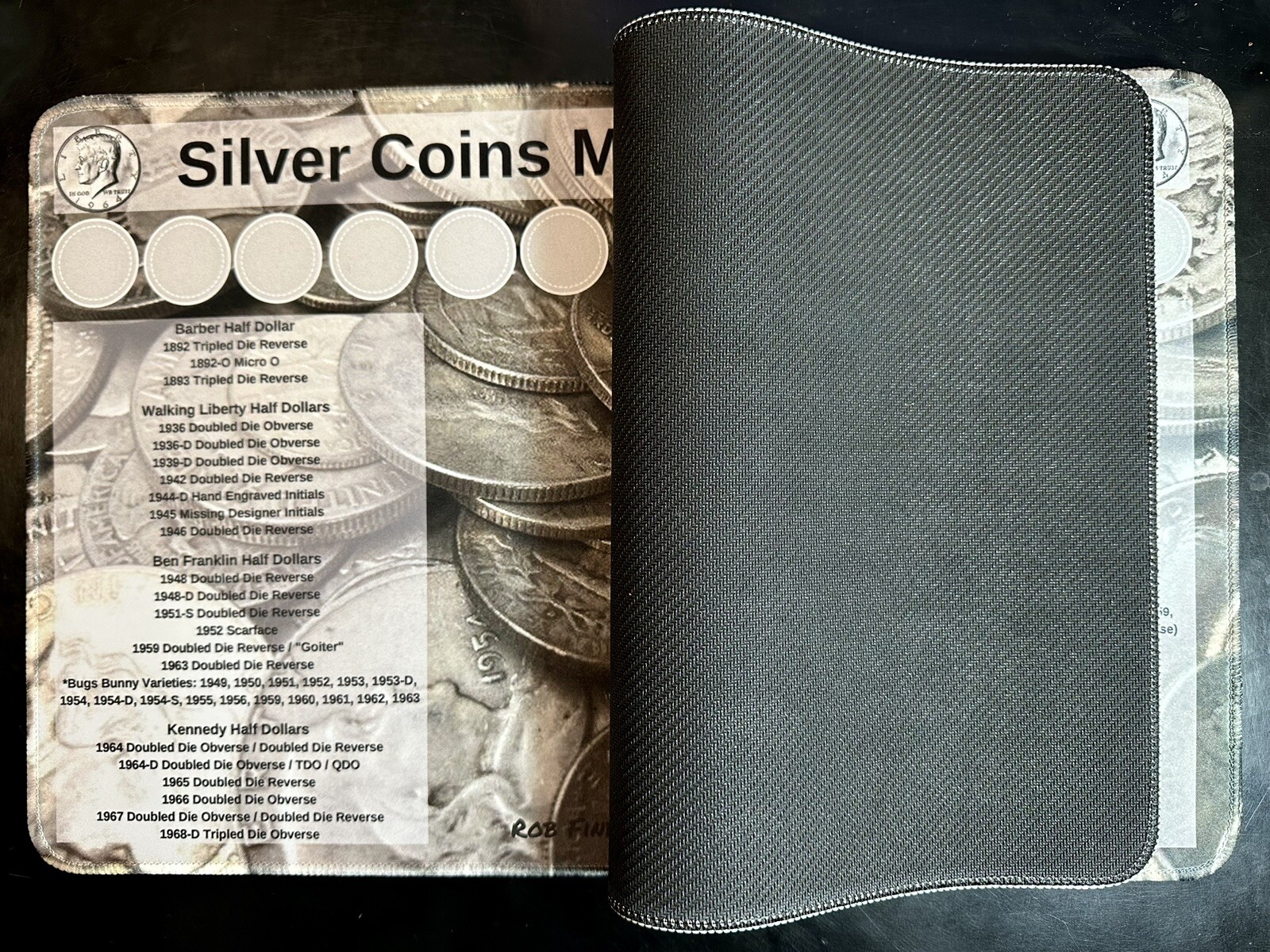 11" X 17" Silver Varieties Coin Hunting Mat - Rubber Backed and Safe for Coins!