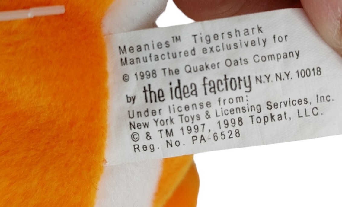 Meanies Special Edition Stuffed Plush Tiger Shark Captain Crunch Promotion 1998