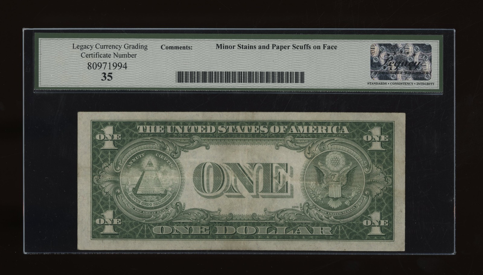 DBR 1935-A $1 Silver Experimental (R) Fr. 1609 Legacy 35 Serial S71259711C