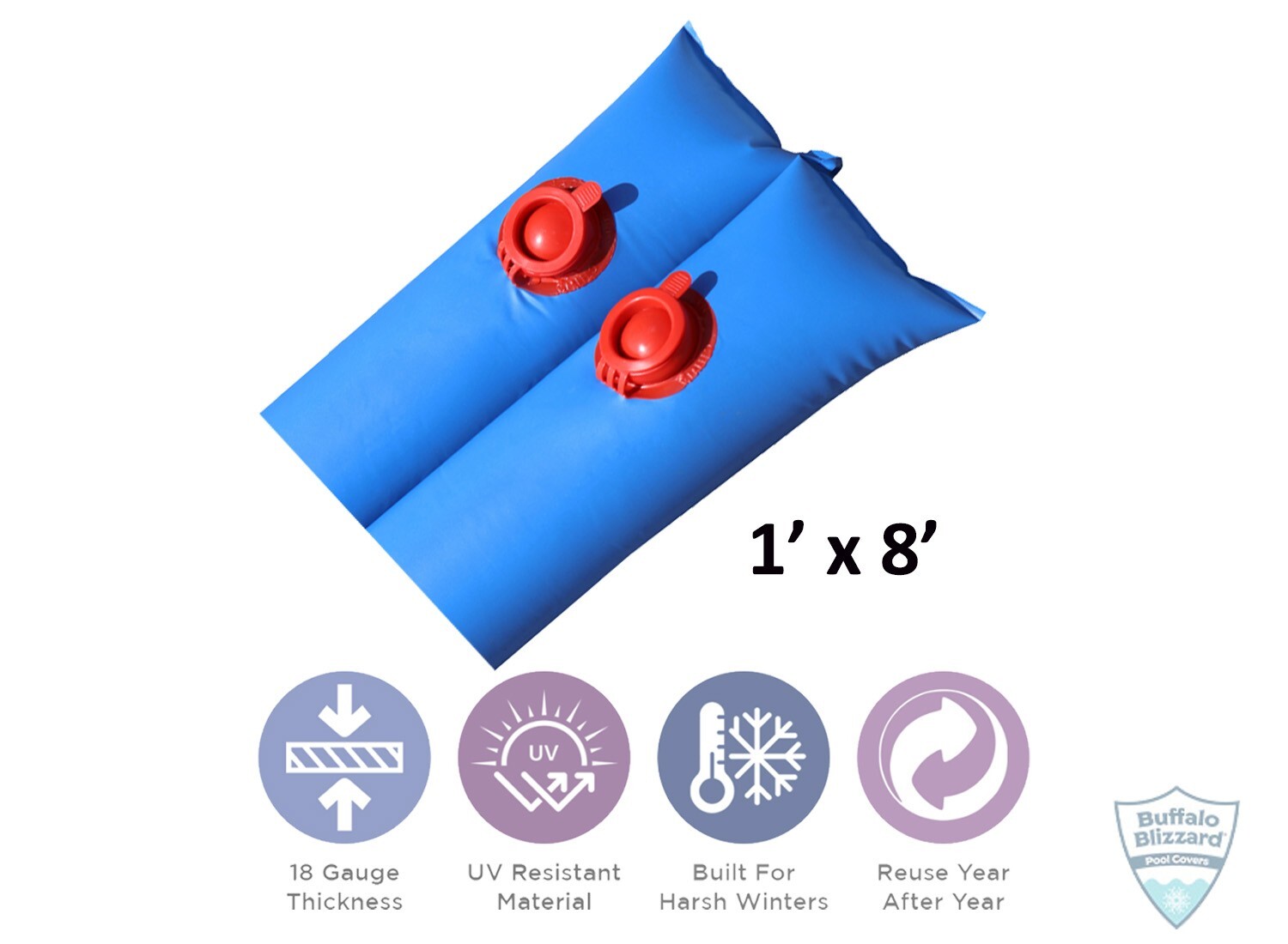 Buffalo Blizzard 18 Gauge 1' x 8' Water Tubes For Winter Pool Covers - (16 Pack)