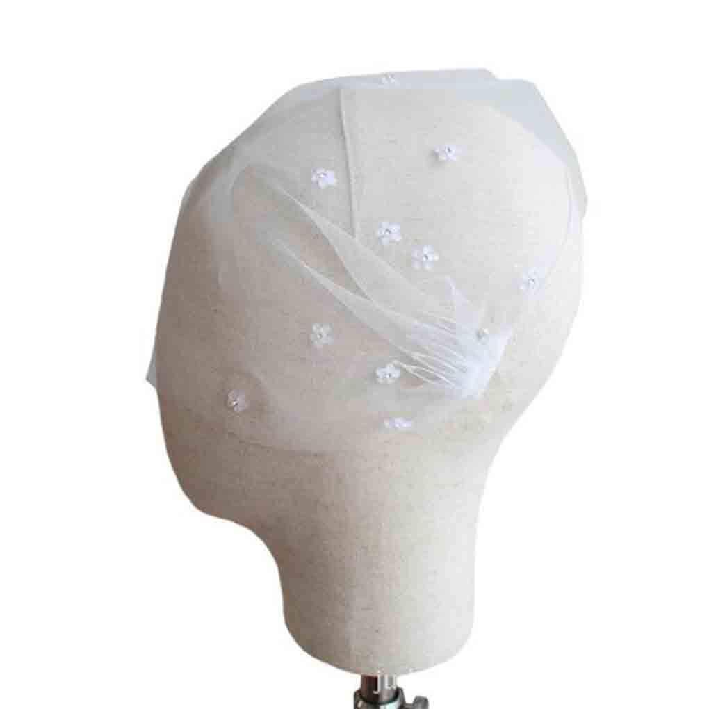 Bridal Wedding Birdcage Veil Short White Lace Veil with Comb Single Layer Vei...