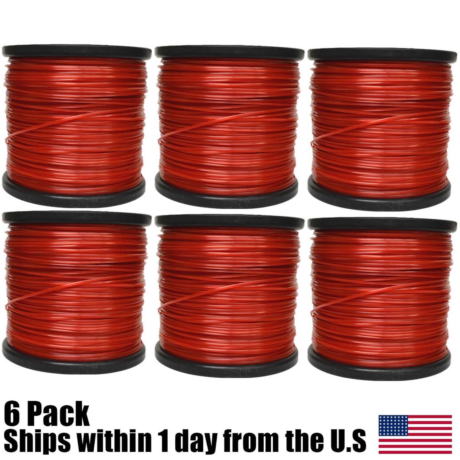 6PK 5lb .095 Square Red Commercial String Trimmer Line For Echo Stihl Redmax