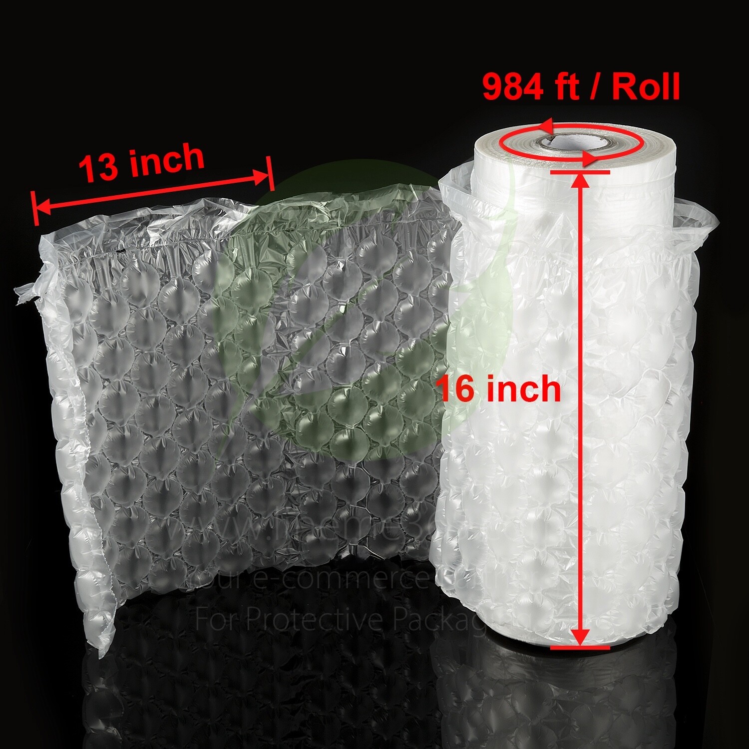 2 PACK 984ft x 16" Air Cushion Machine Film Bubble Pillow Packaging Padding Roll