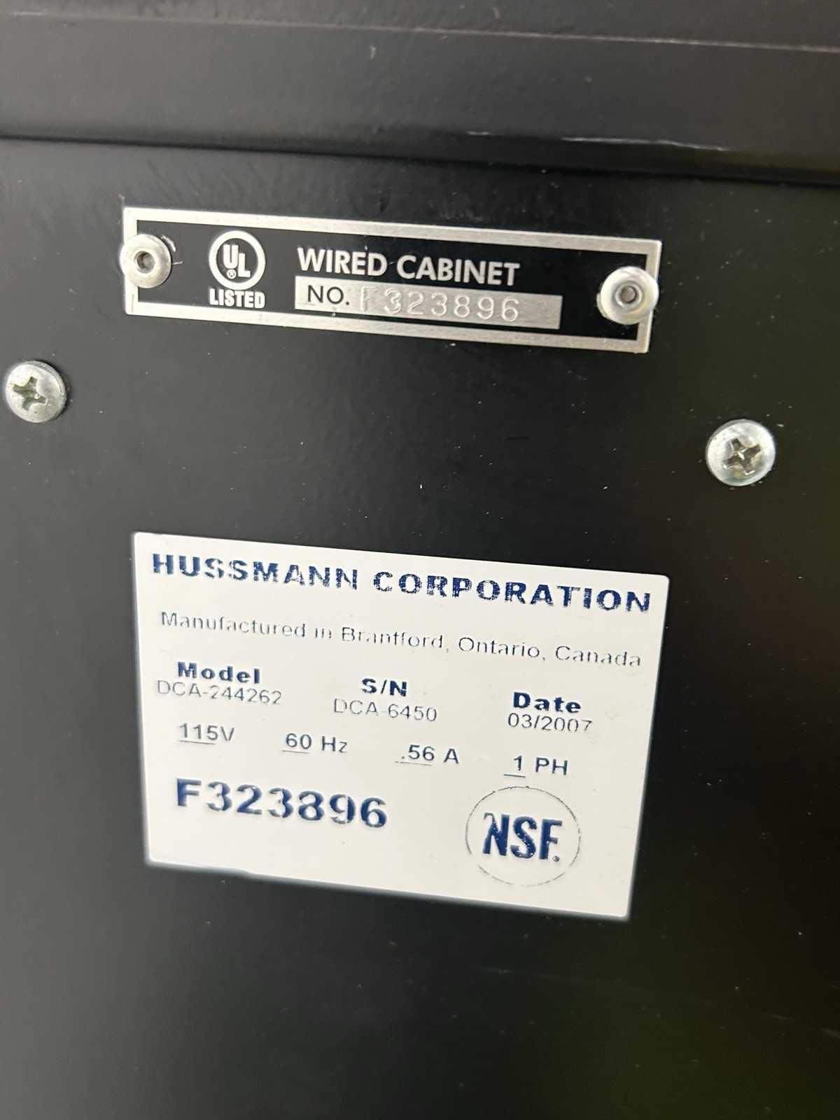 Hussmann Display Case Cabinet with Glass Door