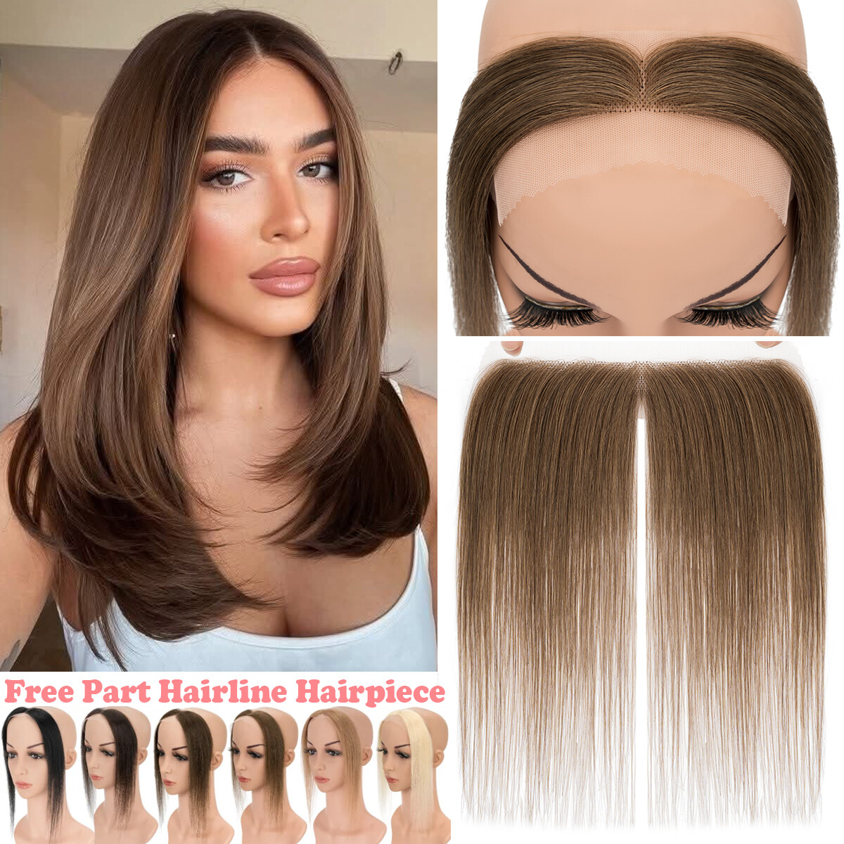 Hand-Tied Front Hairline Human Hair Patches Hairpiece Topper Full Lace For Women