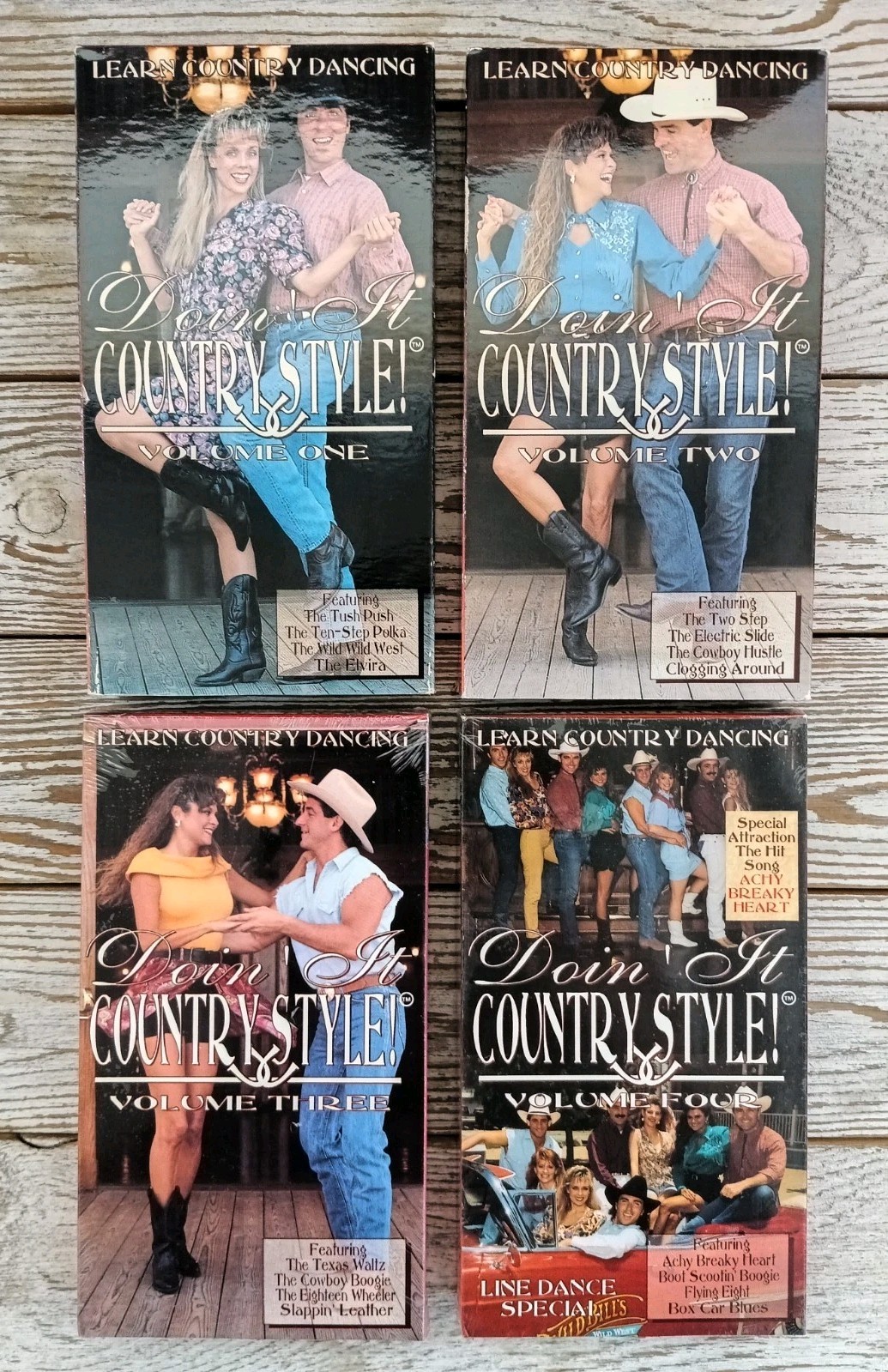DOIN' IT COUNTRY STYLE Vol. 1-4 VHS Tape Lot Line Dancing Instructional Cassette
