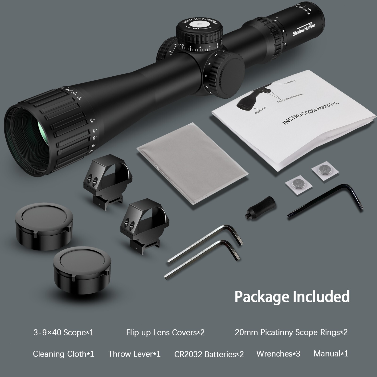 3-9x40 Rifle Scope with Mil-Dot Reticle, Zero Reset and Pull-Lock Turrets