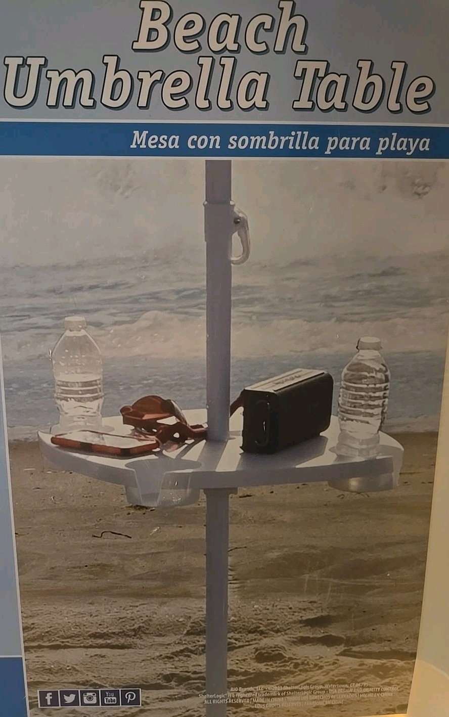 RIO Beach Umbrella Adjustable Table Tray Top w/ 4 Cup Holders/ New Sealed