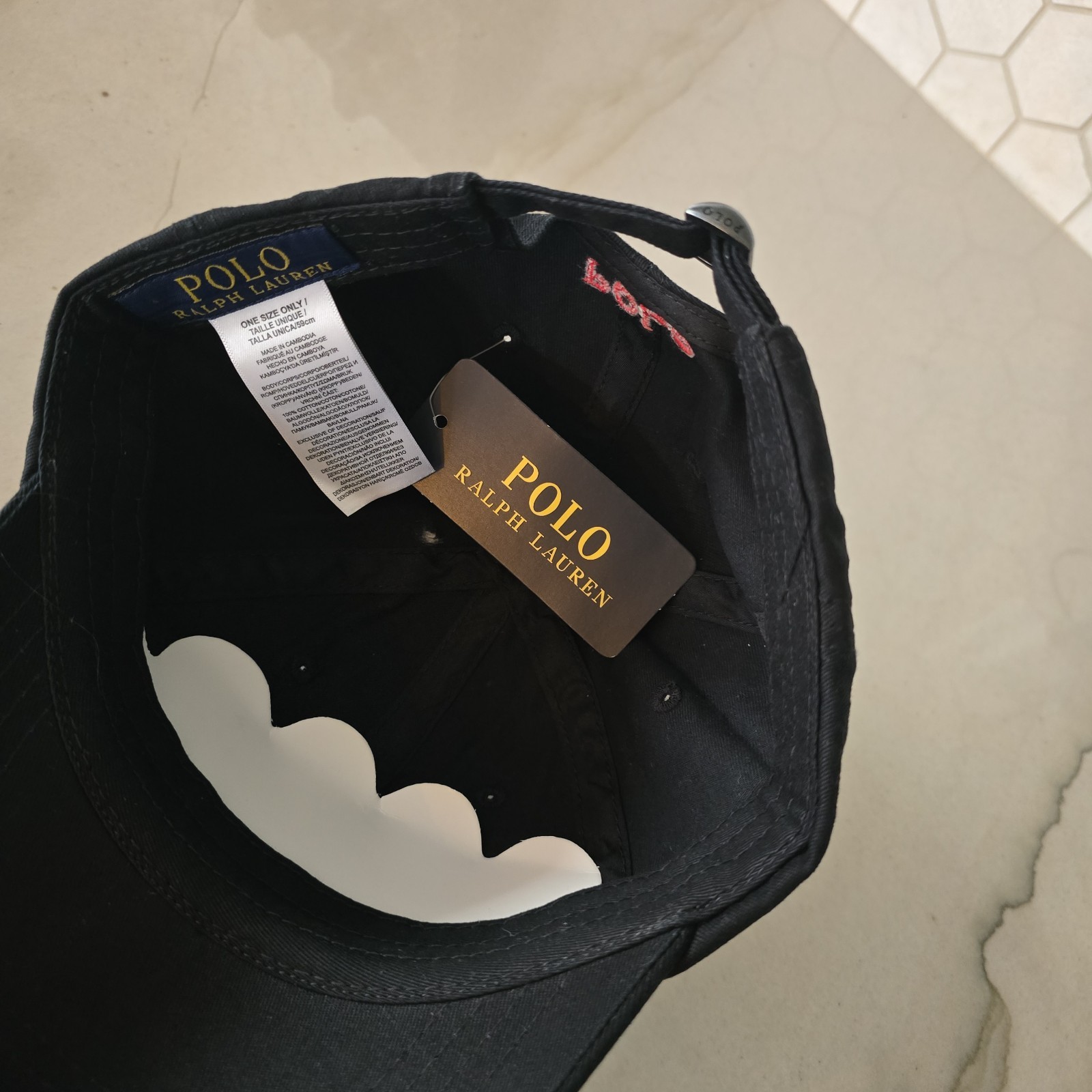 Polo Ralph Lauren Men's OS Cotton Chino Adjustable Baseball Cap Black Brown Pony