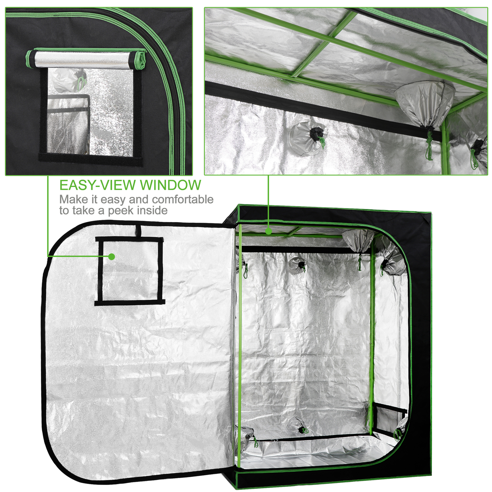 48"x24"x60" Hydroponic Grow Tent Window Floor Tray for Indoor Plant Growing 2x4