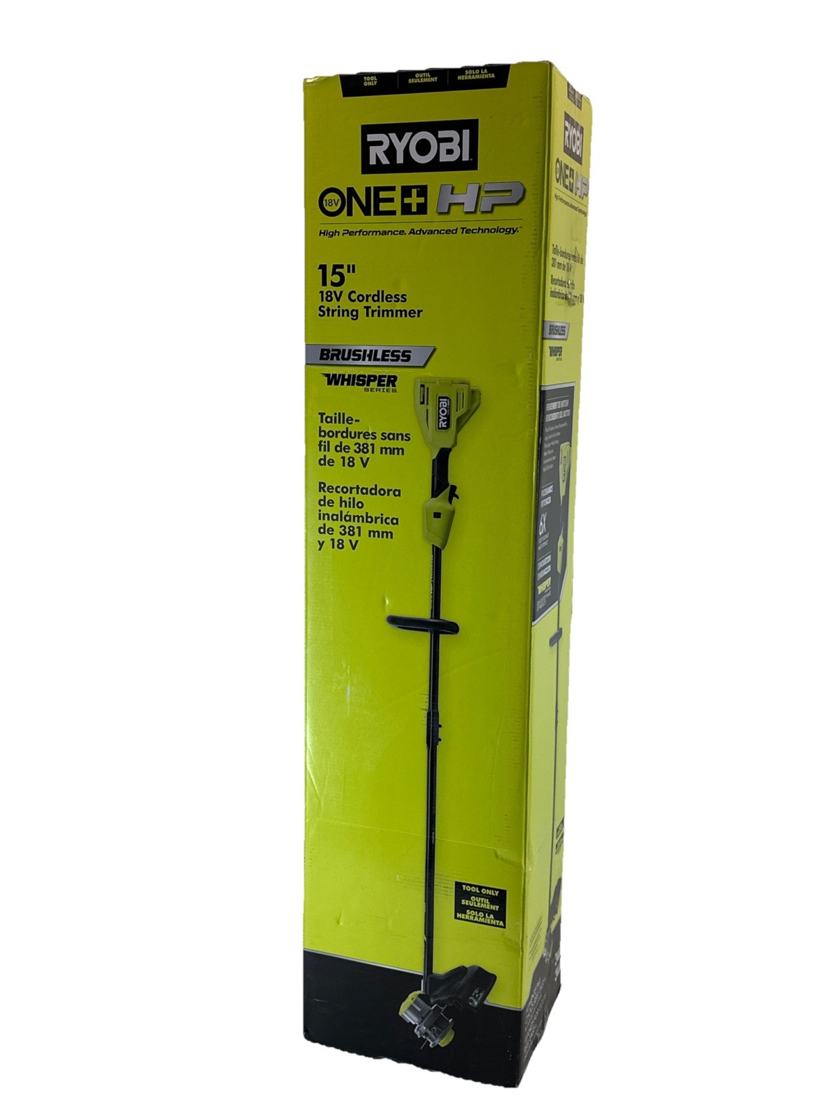 Ryobi One+ 18V HP 15 in String Trimmer Whisper Brushless Tool Only P20019BTL