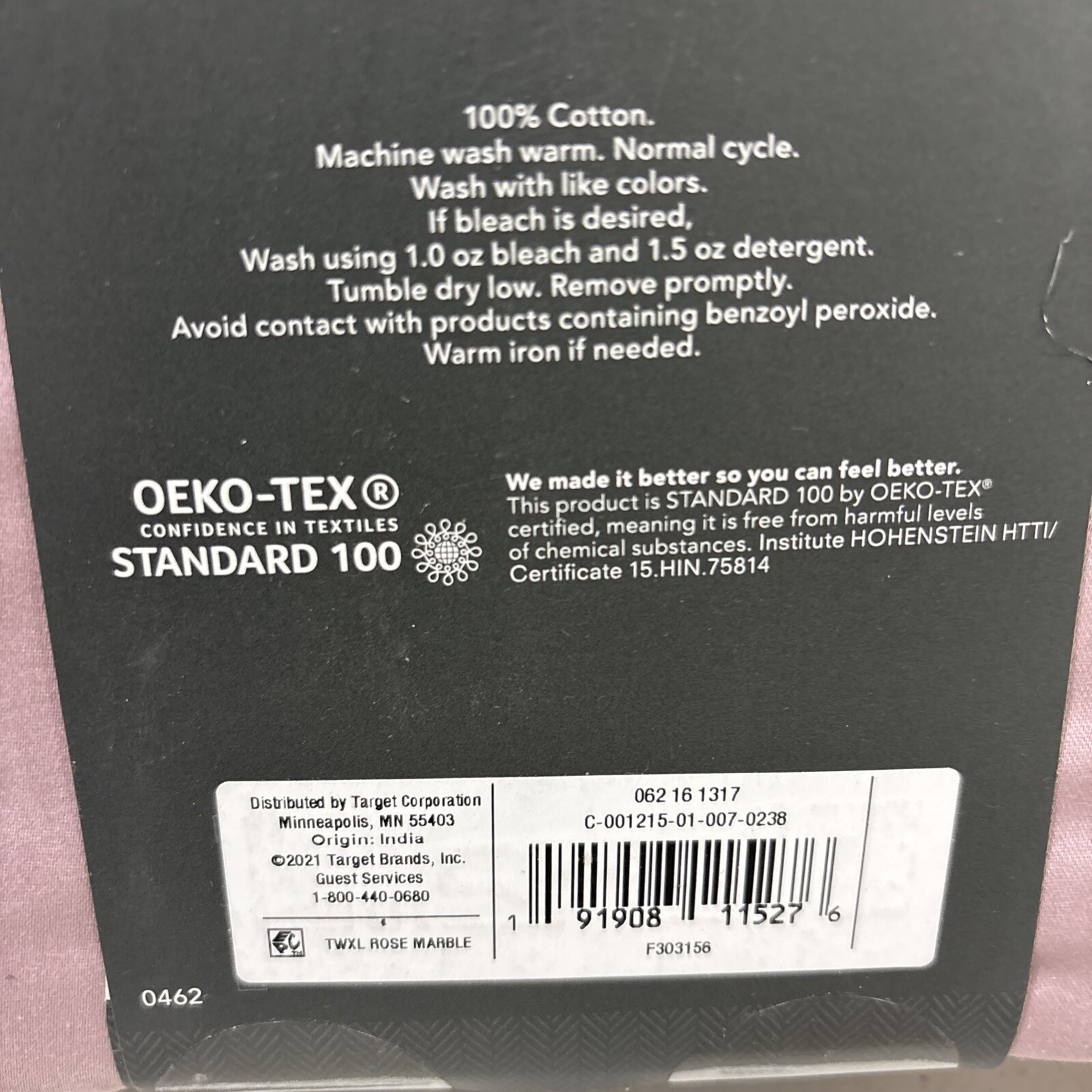 Twin XL 400 Thread Count Performance Sheet Set Rose Marble Threshold