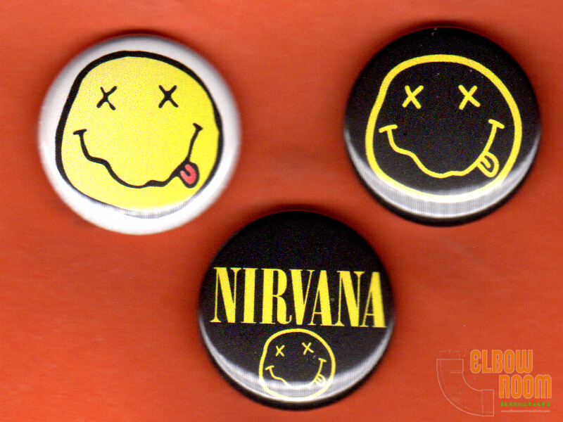 Set of three 1" Nirvana pins buttons band rock alternative grunge Cobain Seattle