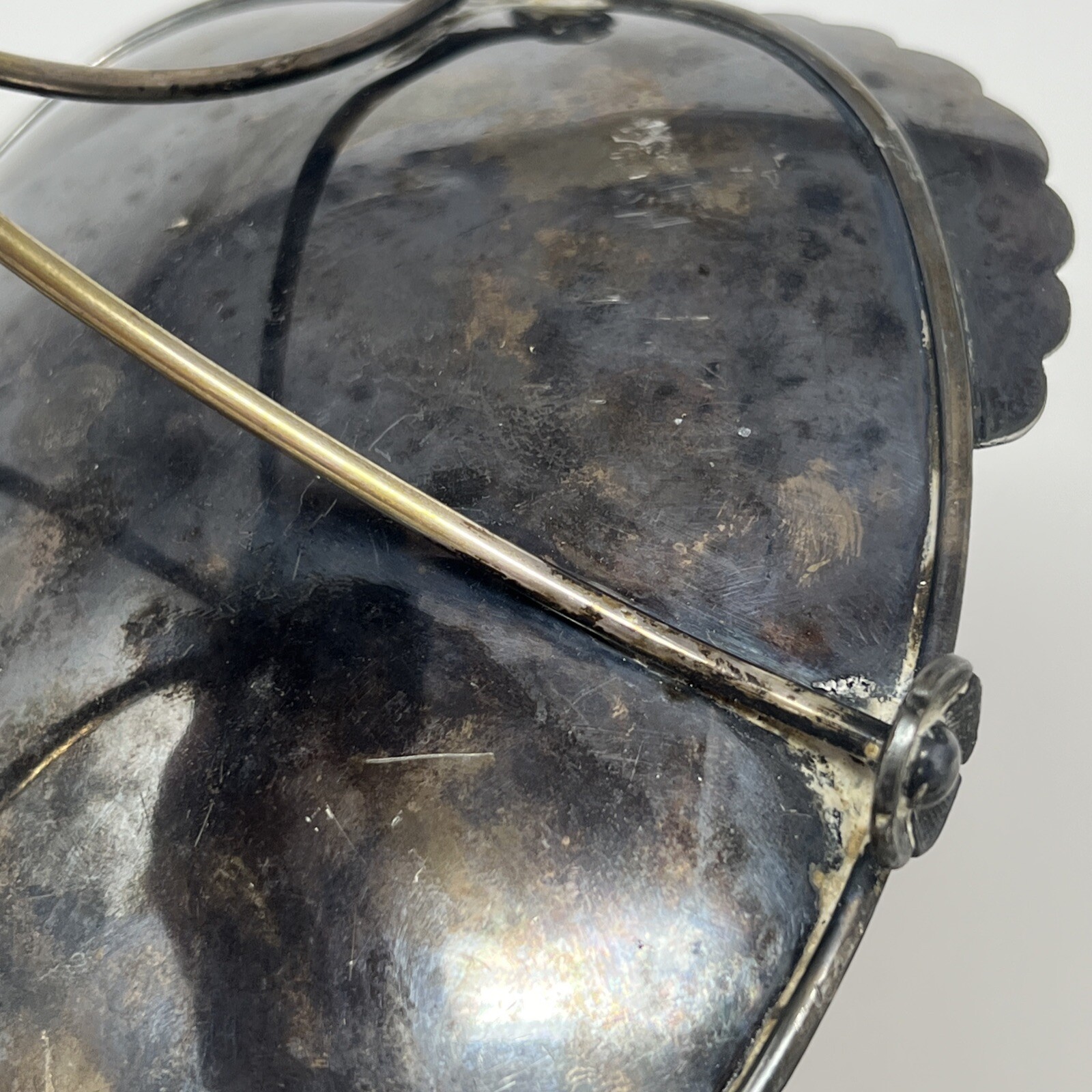 Antique Dog Figural Calling Card ? Silver Plate Tray Stand Simpson Hall Miller