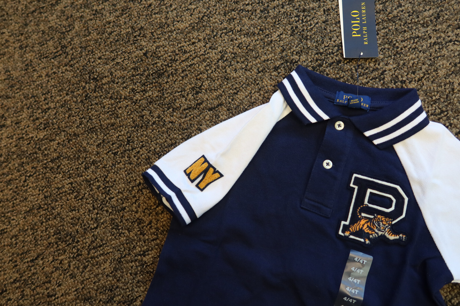 New Polo Ralph Lauren Boys NY Polo P-Wing Shirt - 4 / 4T - Navy / White