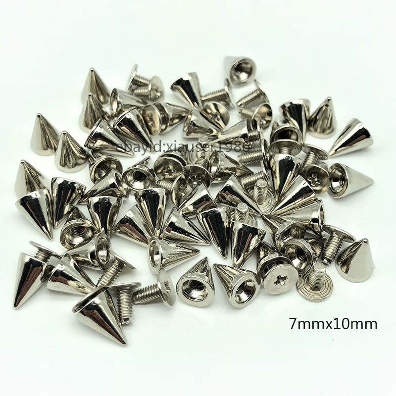 20 50pcs Silver Spots Cone Screw Metal Studs Leather craft Rivet Bullet Spikes