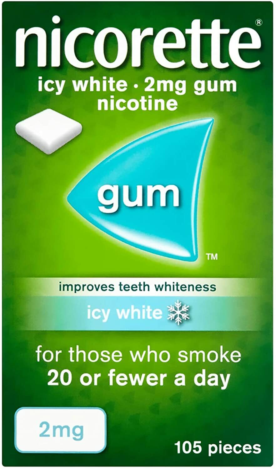 Nicorette Icy White Gum 2mg 105 Pieces  "USA SELLER SHIPS SUPER FAST ""