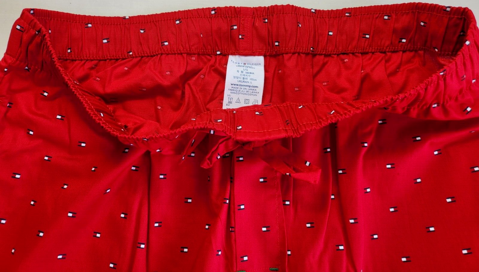 Tommy Hilfiger Men’s Pajama Lounge Sleep Pants Large Red Allover Logo MSRP$42