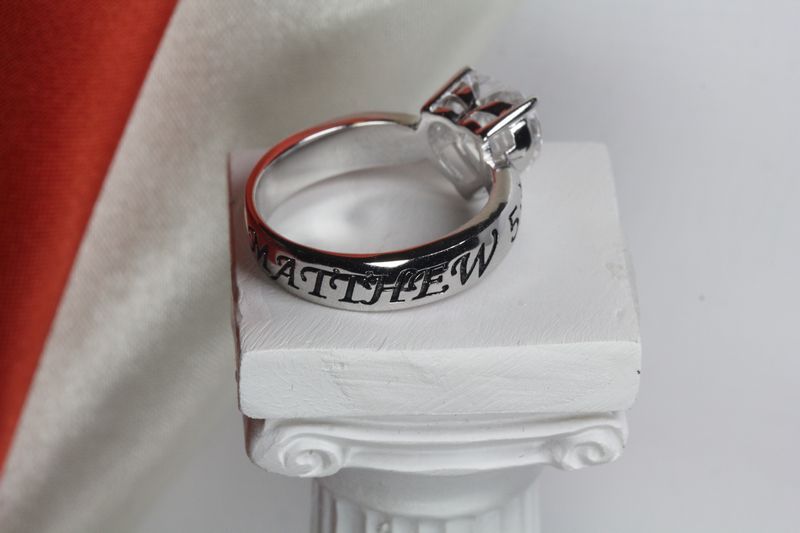 NICKEL FREE 925 STERLING SILVER MATTHEW 5:8 HEART STONE PURITY RING PROMISE RING