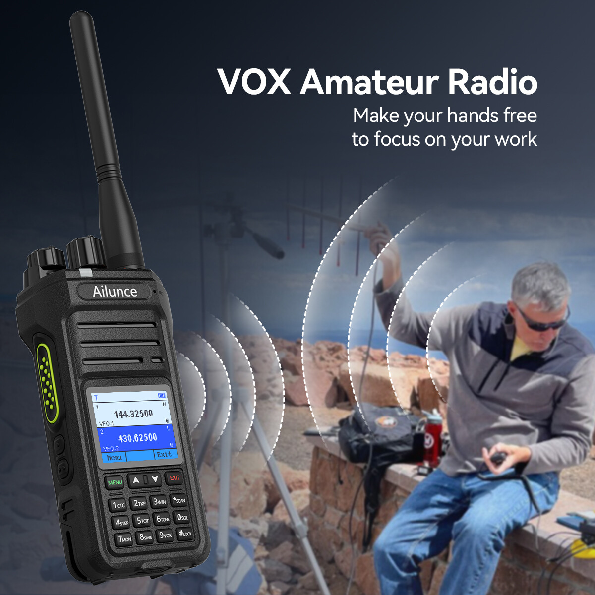 Retevis Ailunce HA1UV Ham Radio Dual Band IP67 2800mA NOAA USB-C Walkie Talkies