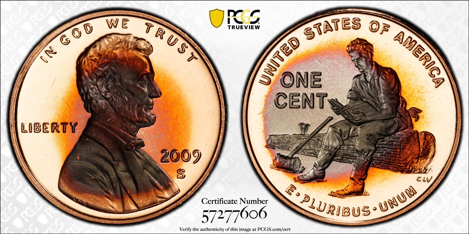 PR68DCAM 2009-S 1C Lincoln-Formative Years Proof Cent, PCGS Trueview- Toned