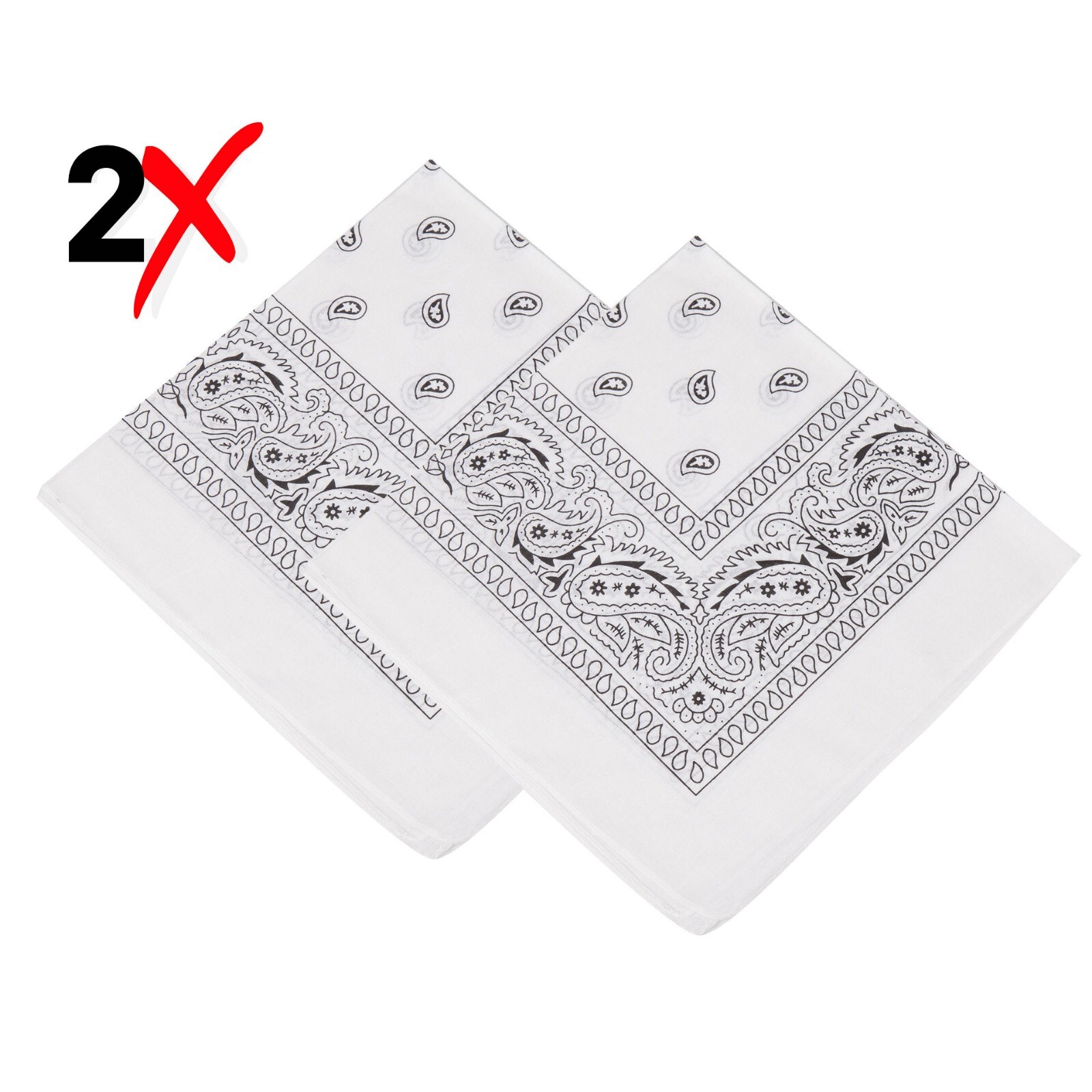 2-Pack Bandana 100% Cotton Paisley Print Double-Sided Scarf Head Neck Face Mask