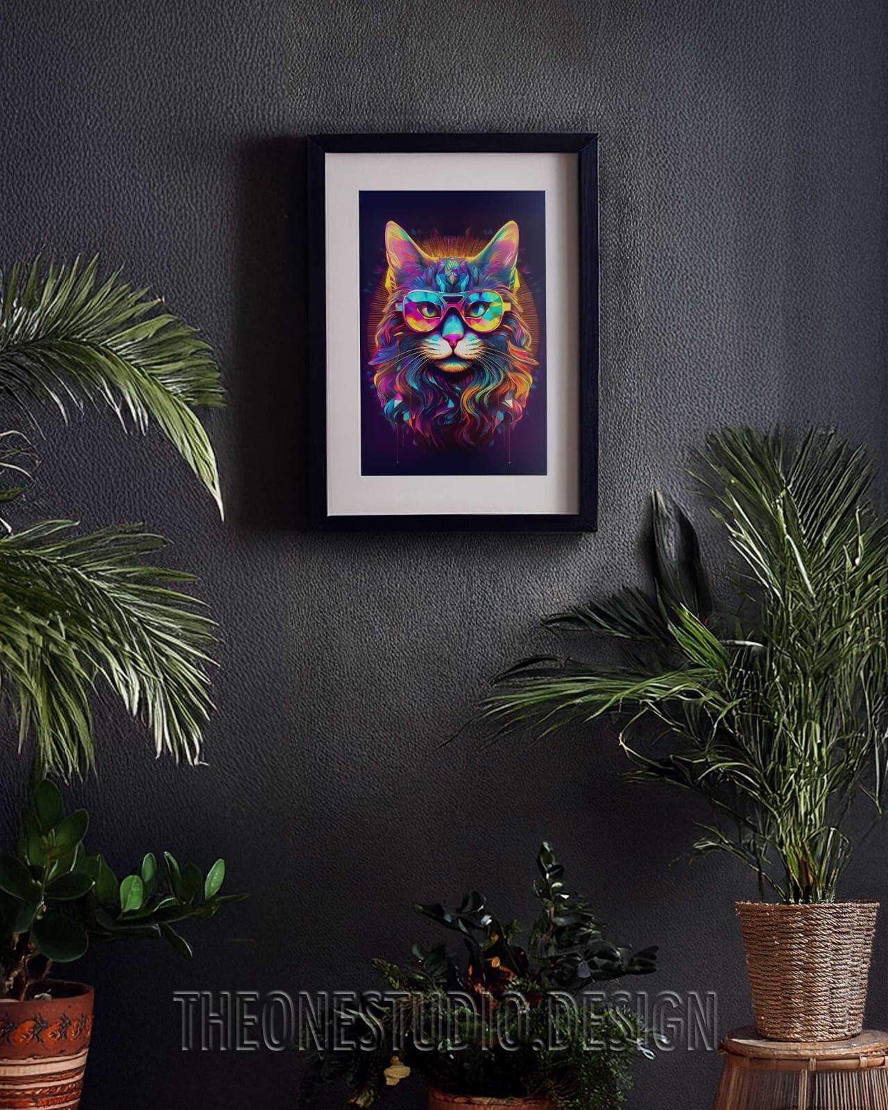 Printable Wall Art Psychedelic Cat Istant Download Digital Image
