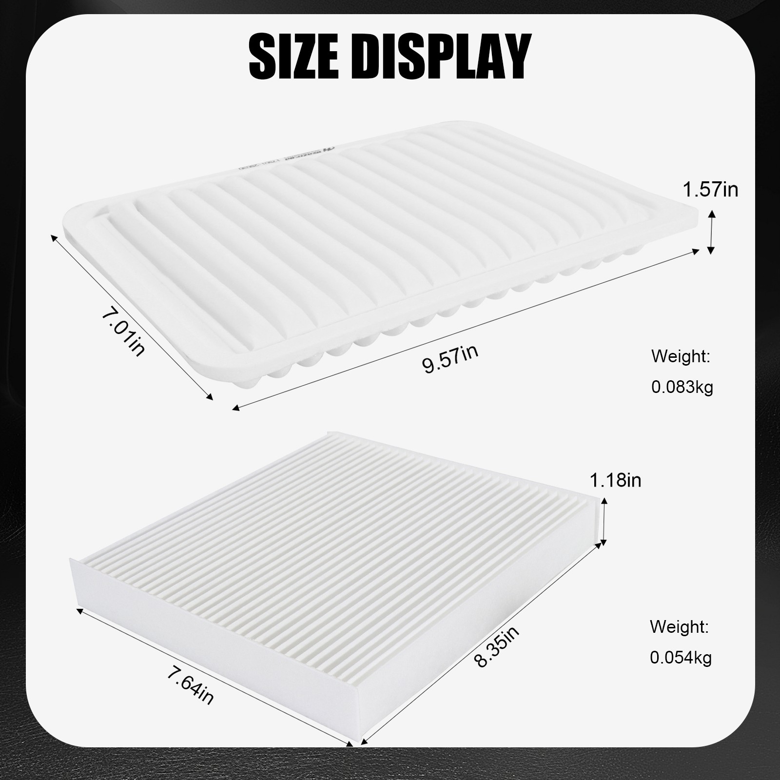 Premium Engine & Cabin Air Filter Combo Set for 2009 - 2019 Toyota Corolla 1.8L