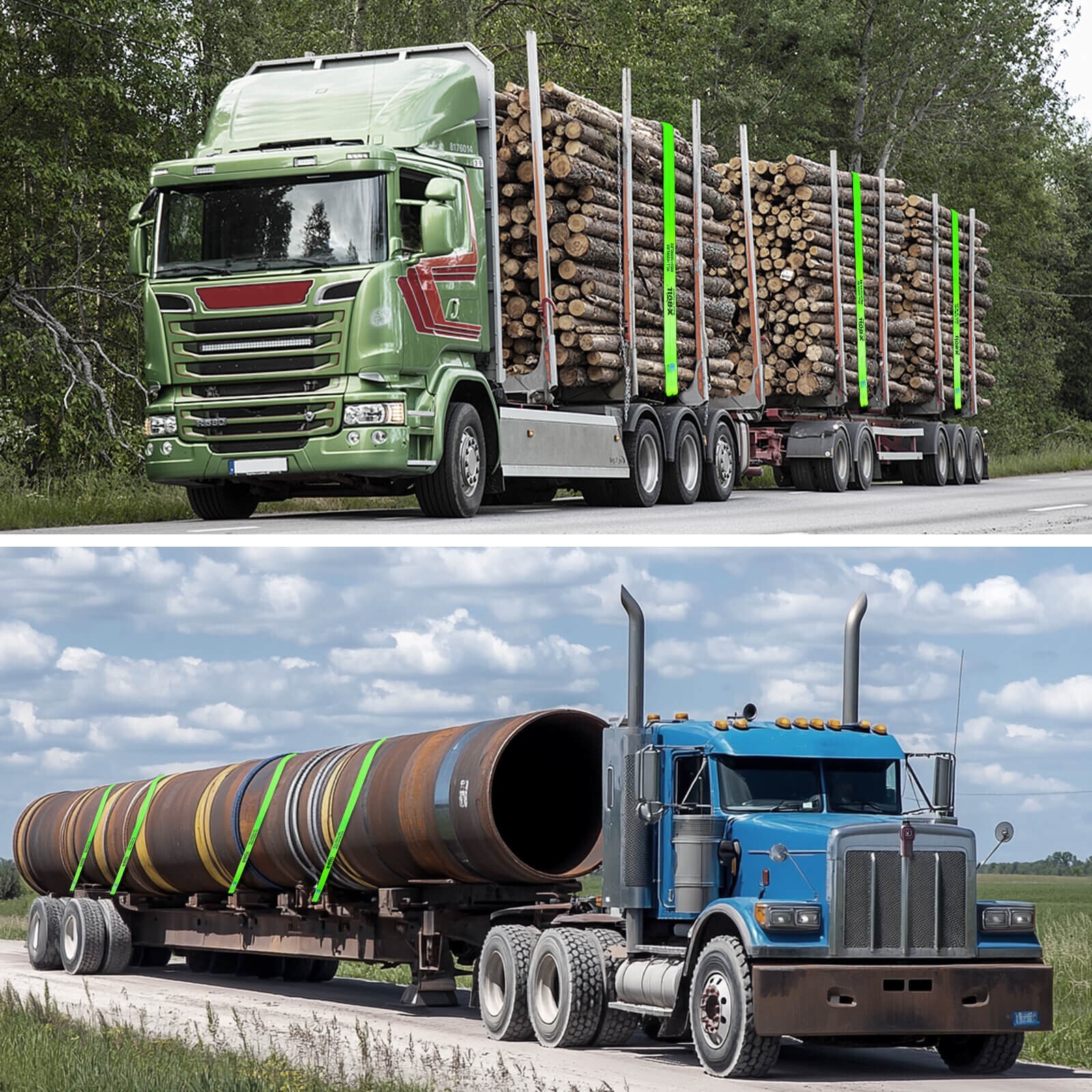 X-BULL 10 Pack 4" x 30' Winch Truck Straps w/Flat Hook for Towing 18000 lbs