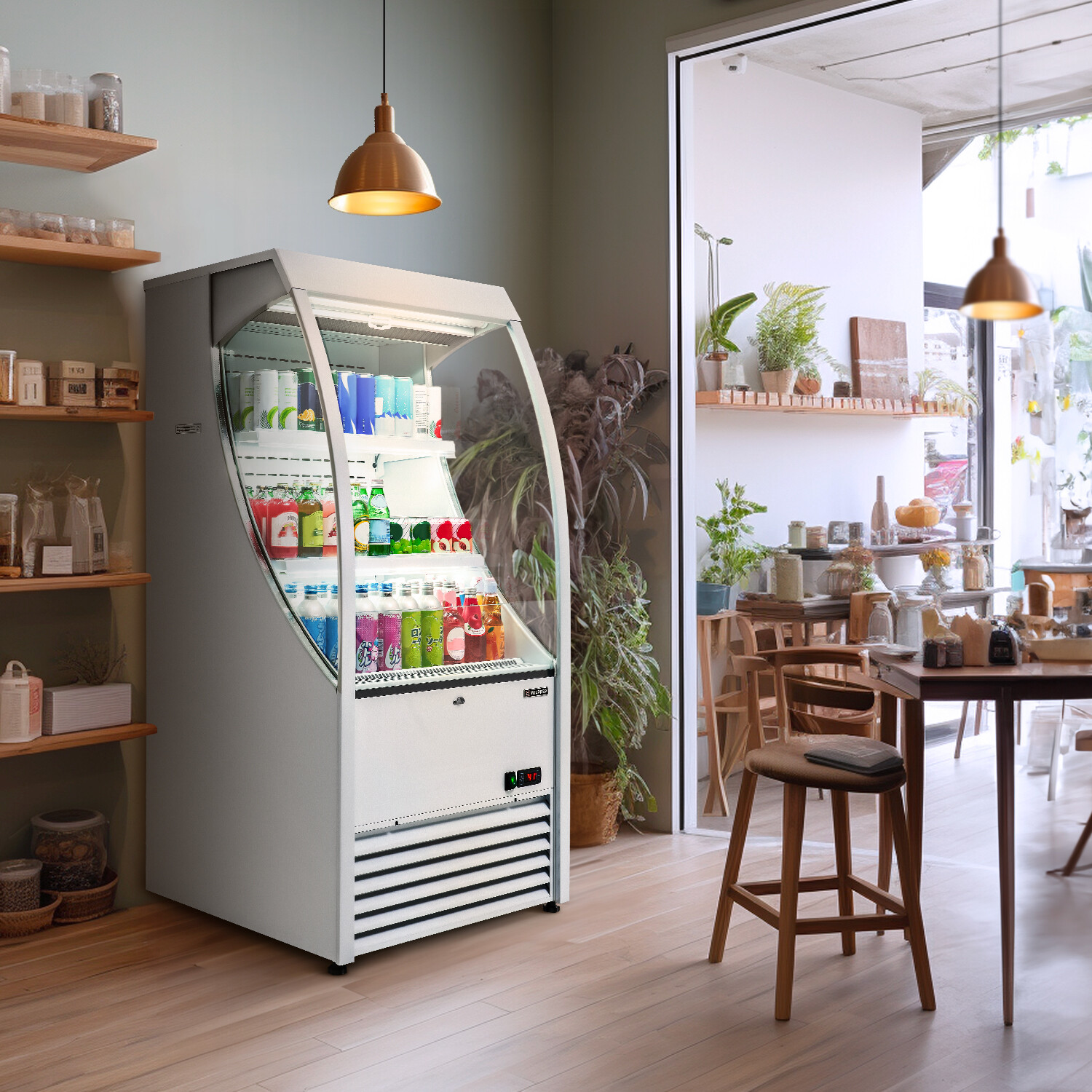 27'' Commercial Display Refrigerator Open Air Curtain Beverage Merchandiser ETL