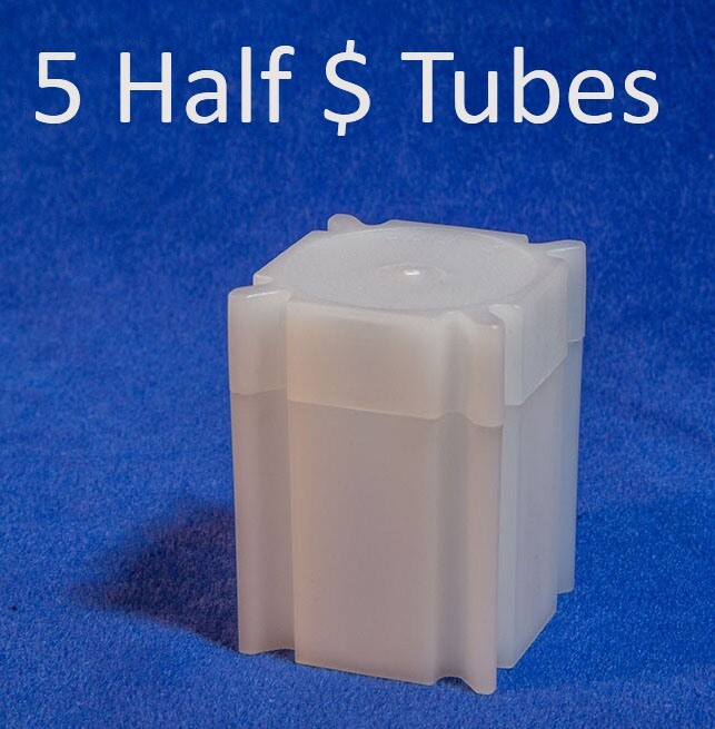 5 Square Coin Safe Tubes For US Half Silver Kennedy Liberty 1/2 Dollars 32.10mm