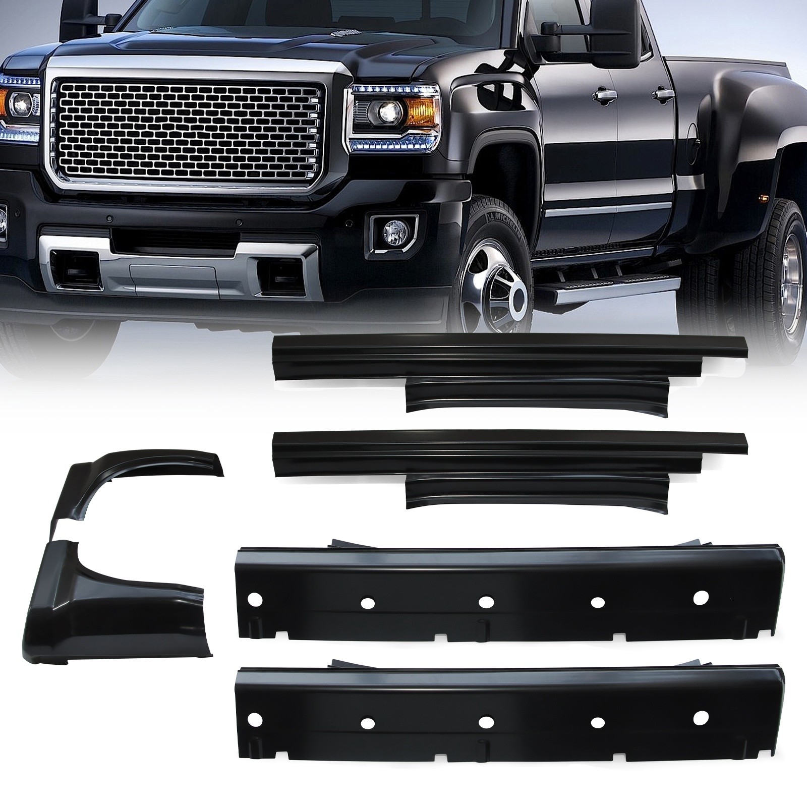 Steel Pair of Rocker Panel & Cab Corners for 2014-2018 Chevy GMC Crew Cab Pickup