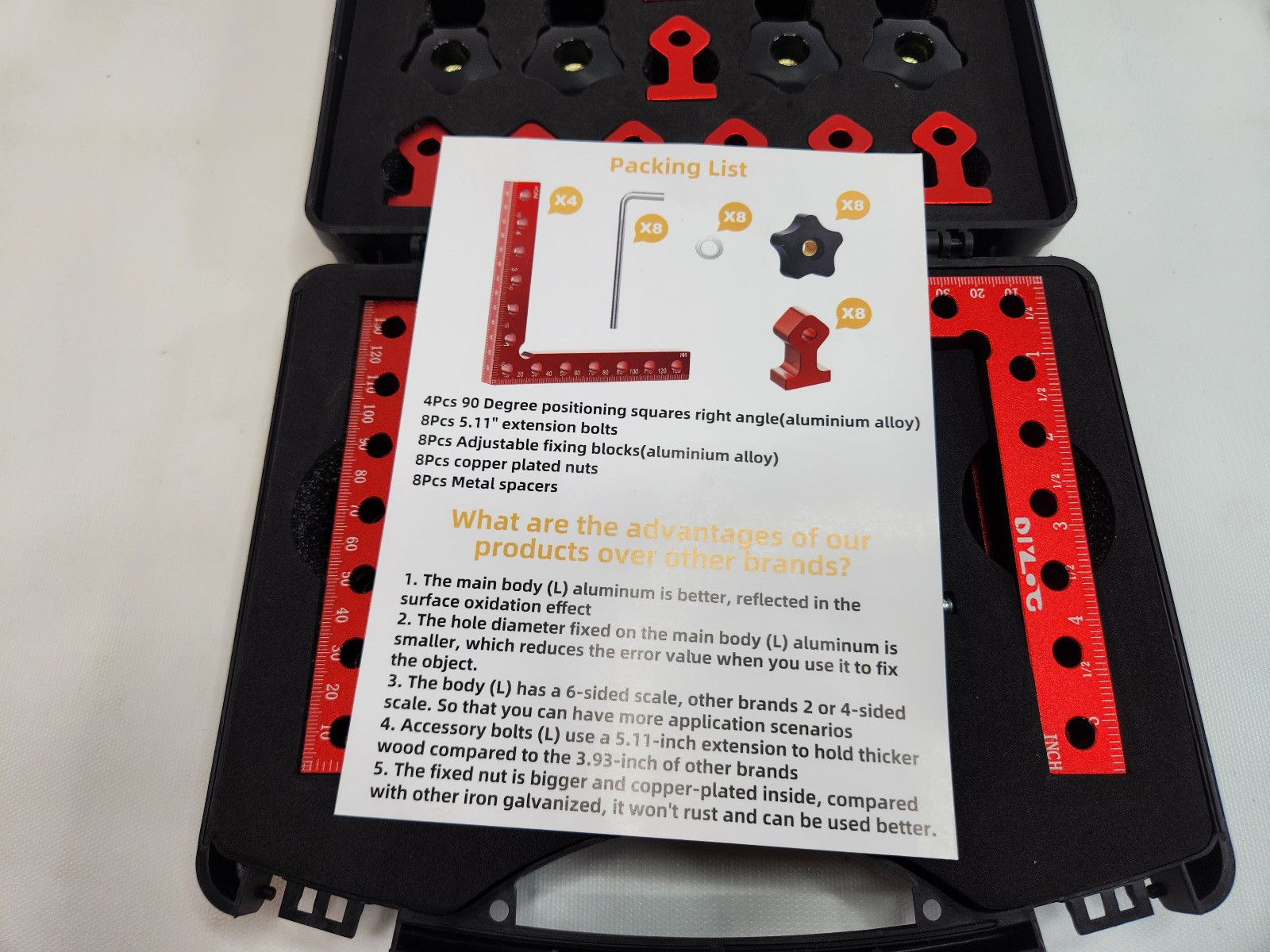 DIYLOG 90 Degree Corner Clamp Kit 4 Pack for Woodworking 90 Degree 5.5" Aluminum