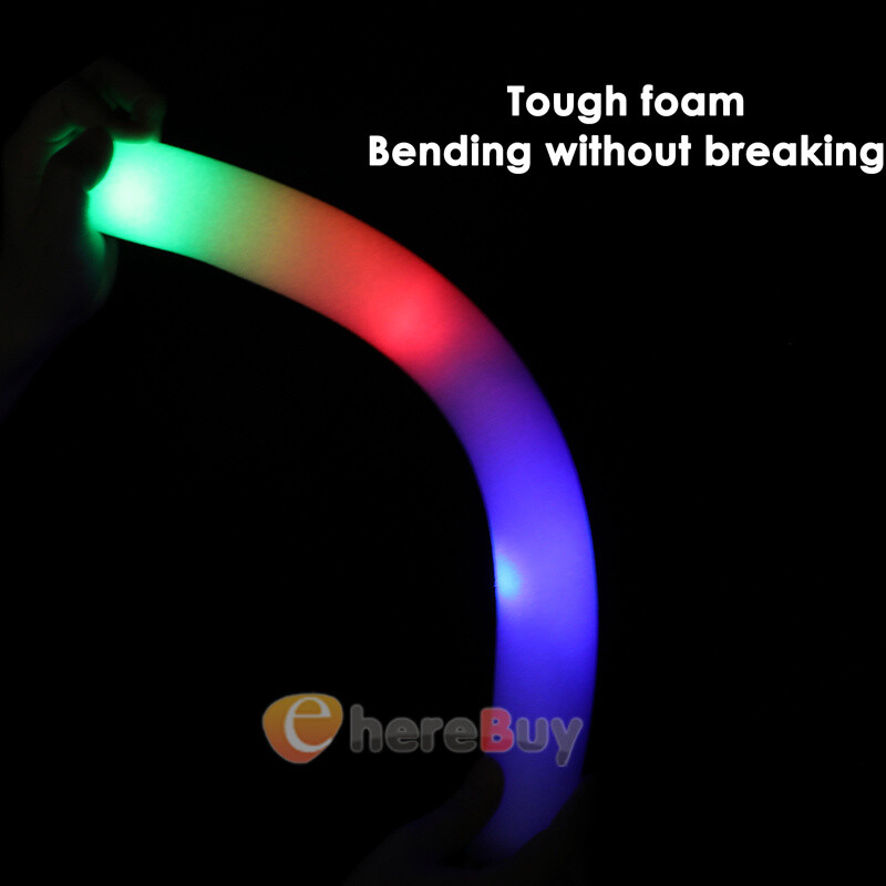 24~120PCS LED DJ Flashing Glow Stick Wands Rally Rave Light Up Foam Sticks