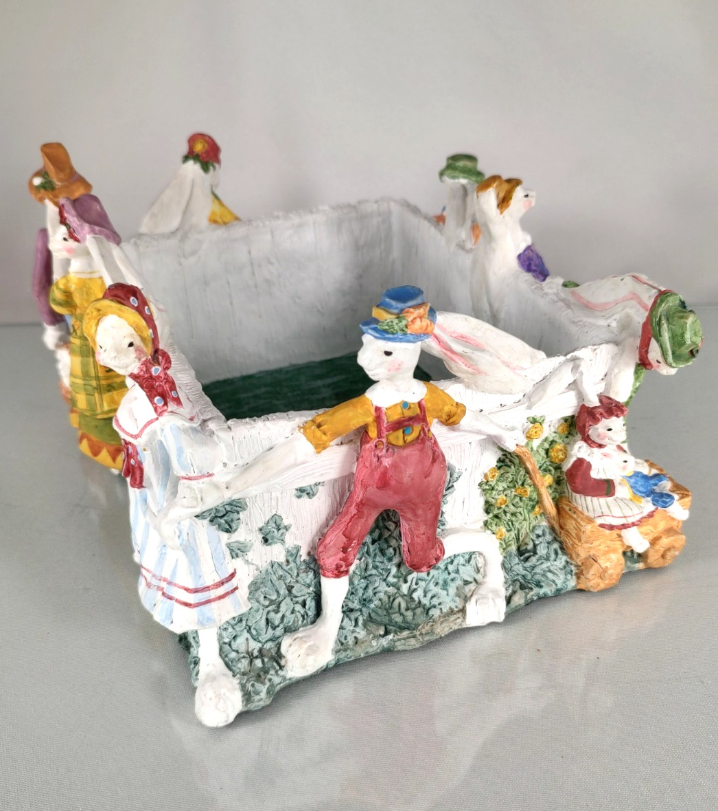 Dept 56 Easter Bunny Parade Centerpiece Basket Vintage 1990s Discontinued Rare