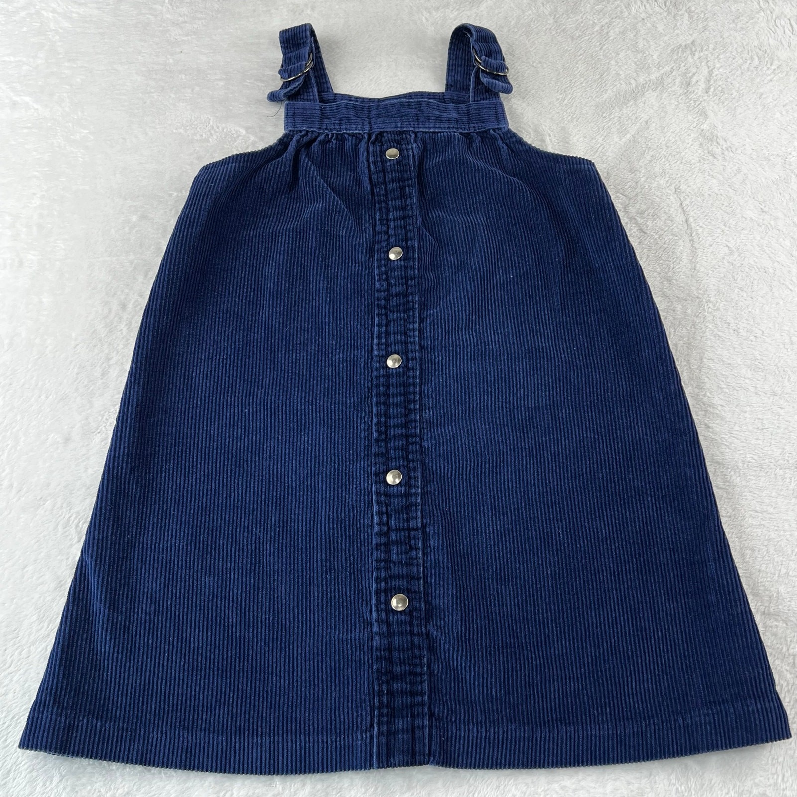 JJM Sportswear Vintage Navy Blue Corduroy Overall Girls Dress Size 7